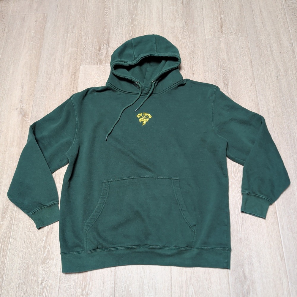 Fashion Nova Men Stop Trippin Mushroom Hoodie Forest Green XL Sweatshirt Soft